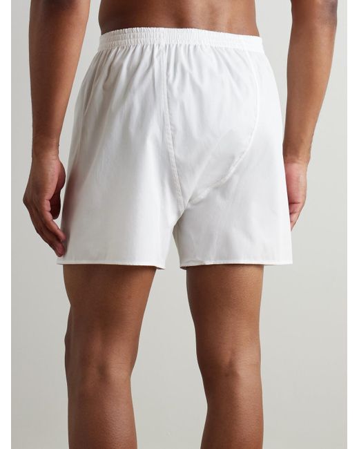 Zimmerli of Switzerland White End-On-End Cotton Boxer Shorts for men