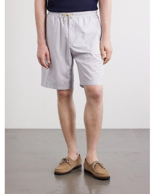 Paul Smith Gray Straight-Leg Striped Cotton Drawstring Shorts for men