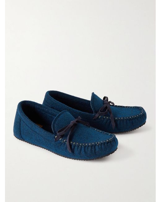 Mr P. Blue Recycled-Felt Slippers for men
