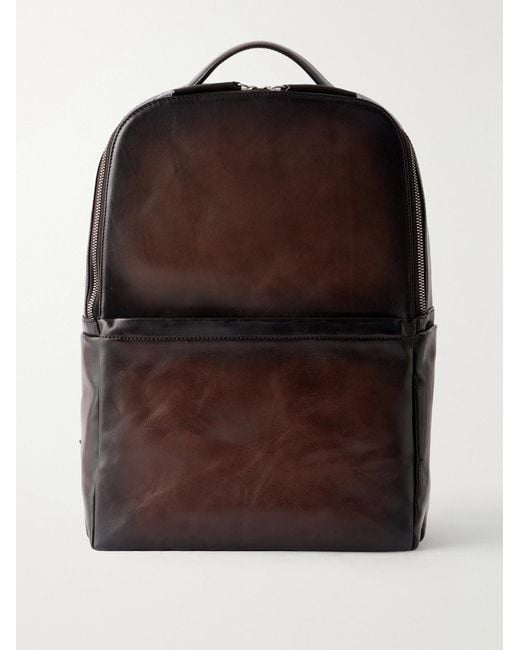 Officine Creative Brown Quentin 023 Full-grain Leather Backpack for men
