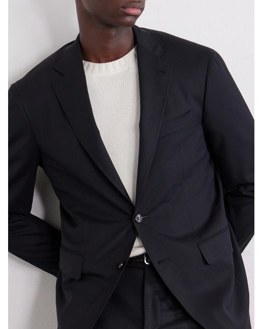 Canali Black Kei Wool-Blend Twill Suit Jacket for men