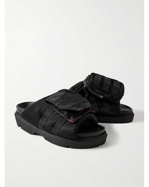 Sacai Black Webbing-Trimmed Shell Slides for men