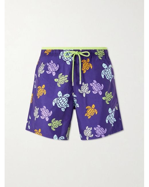 Vilebrequin Blue Moka Straight-Leg Mid-Length Printed Econyl Swim Shorts for men