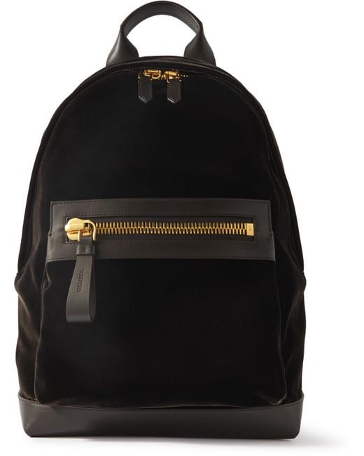 Tom Ford Buckley Leather-trimmed Velvet Backpack in Brown for Men | Lyst