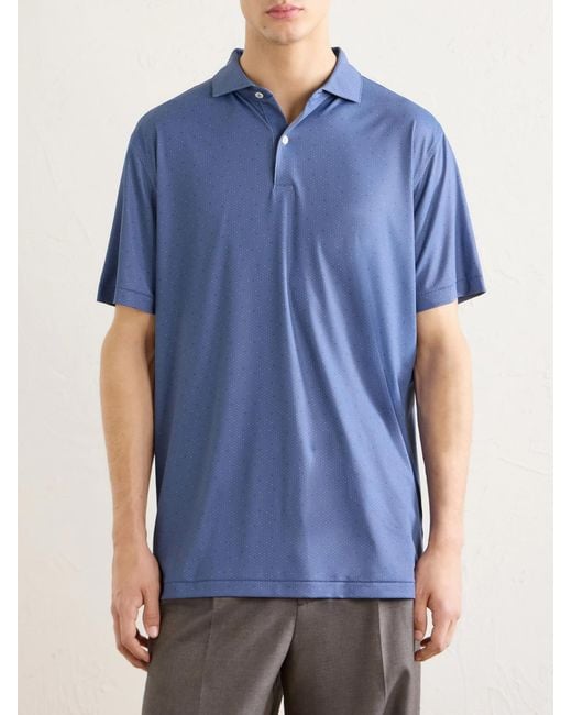 Peter Millar Blue Tenuto Printed Stretch-jersey Polo Shirt for men