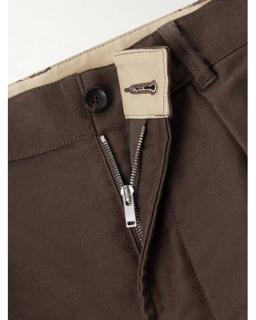 Drake's Brown Western Games Pleated Cotton-twill Suit Trousers for men