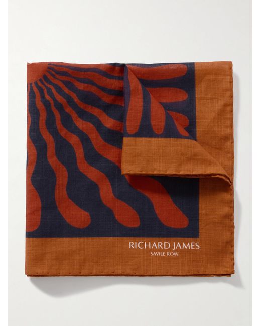 Richard James Einstecktuch aus Baumwolle mit Print in Orange für Herren