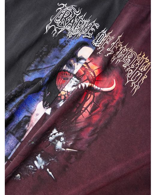 Vetements Blue Cradle Of Filth Oversized Panelled Printed Cotton-Jersey T-Shirt for men