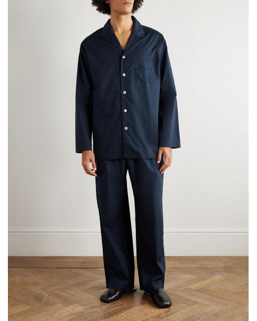 Ghiaia Blue Cotton Pyjama Set for men