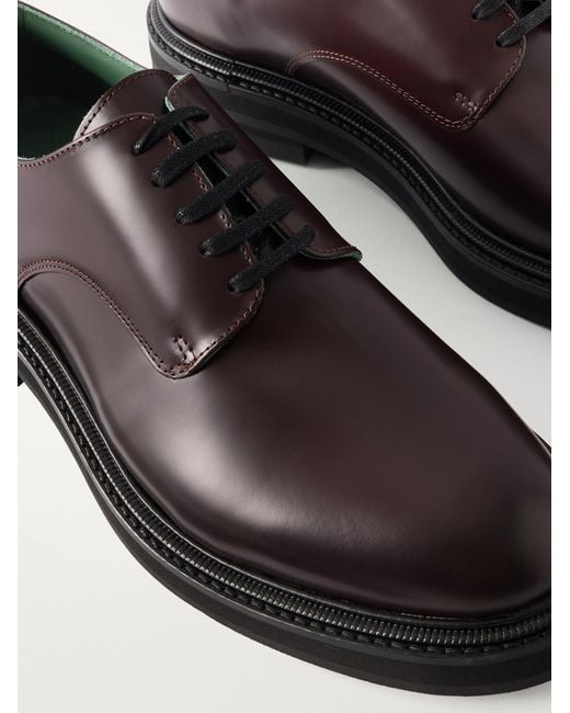 VINNY'S Brown Officer Polished-Leather Derby Shoes for men