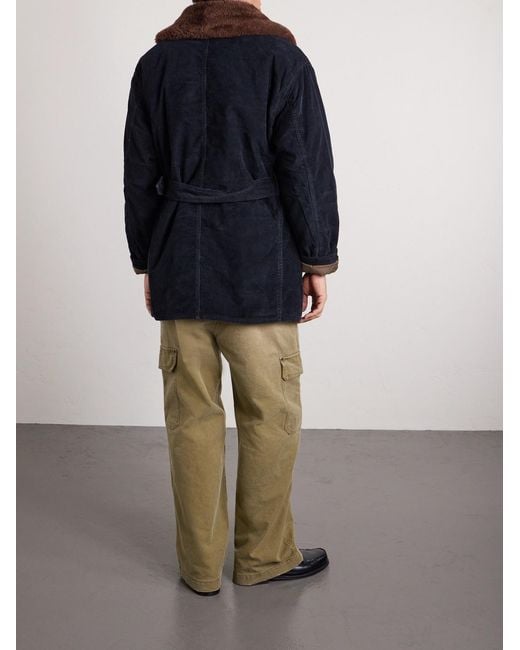 Polo Ralph Lauren Blue Shearling-Trimmed Cotton-Corduroy Coat for men