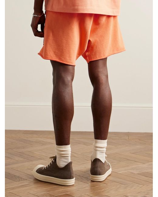 RRR123 Orange Fasting For Faster Straight-Leg Printed Cotton-Jersey Drawstring Shorts for men