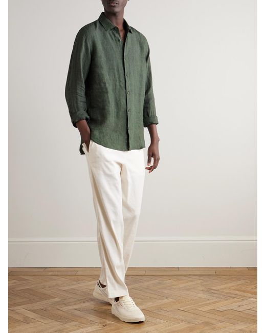 Orlebar Brown Green Giles Linen Shirt for men