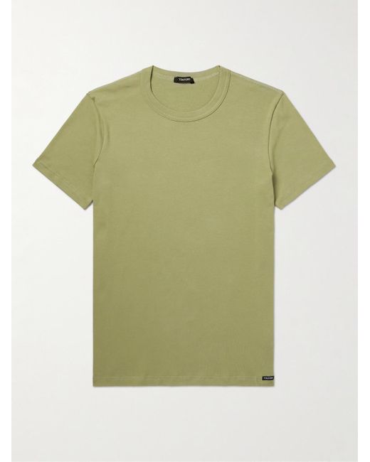 Tom Ford Green Slim-fit Stretch-cotton Jersey T-shirt for men