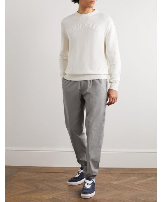 Moncler Gray Tapered Stretch-Cotton Trousers for men