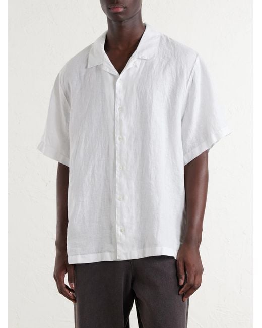 James Perse White Convertible-collar Linen Shirt for men