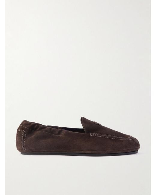 Céline White Logo-appliquéd Suede Loafers for men