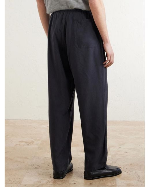 Kaptain Sunshine Blue Straight-leg Silk-gabardine Drawstring Trousers for men