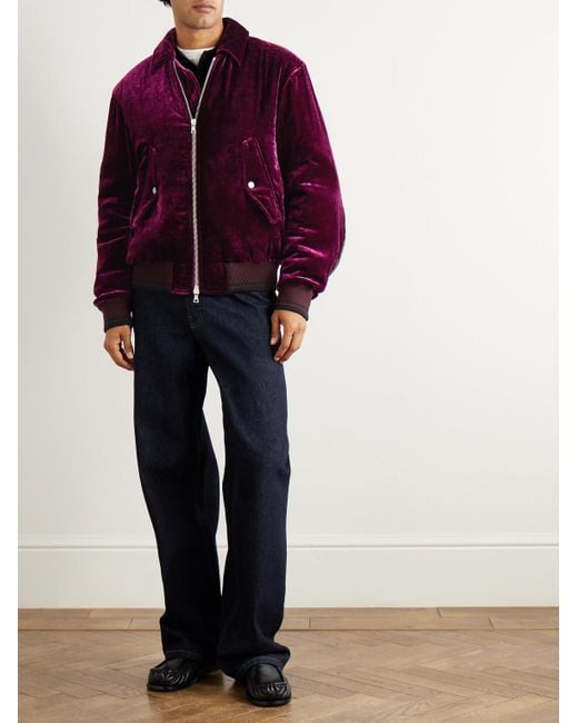 Dries Van Noten Bomberjacke aus Samt in Purple für Herren