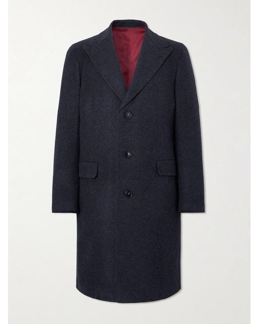 Canali Blue Nuvola Wool And Cashmere-Blend Coat for men