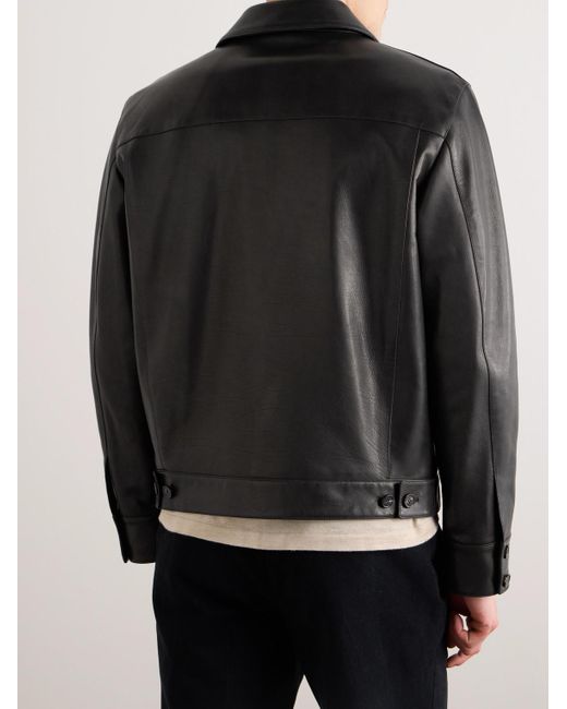 Loro Piana Black Yabu Full-grain Leather Jacket for men