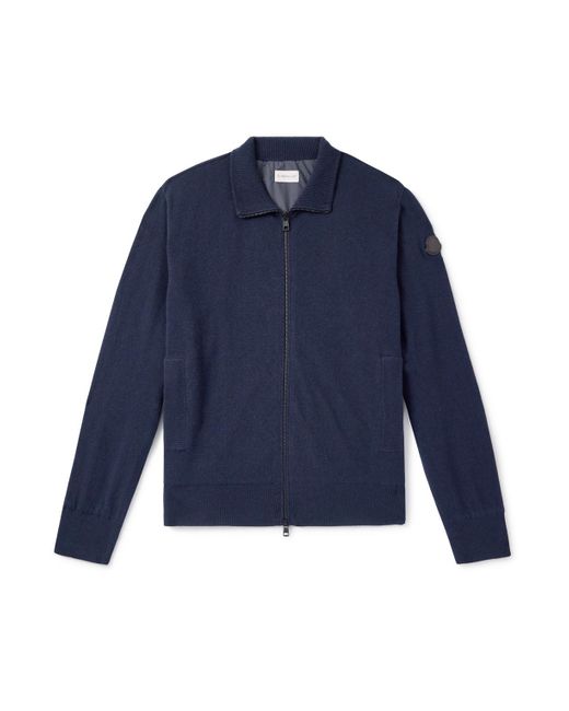 Moncler Blue Wool And Cashmere-Blend Zip-Up Cardigan for men