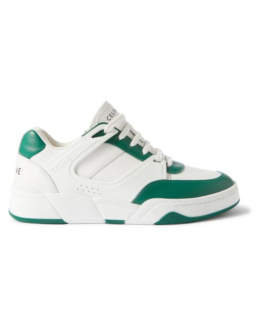 CELINE HOMME Green Ct-07 Rubber-trimmed Leather Sneakers for men
