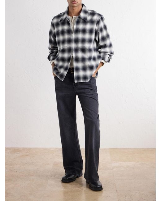 Corridor NYC Blue Zoclao Checked Zip-Up Cotton Jacket for men