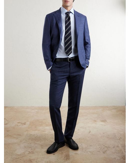 Canali Blue Herringbone Cotton Shirt for men