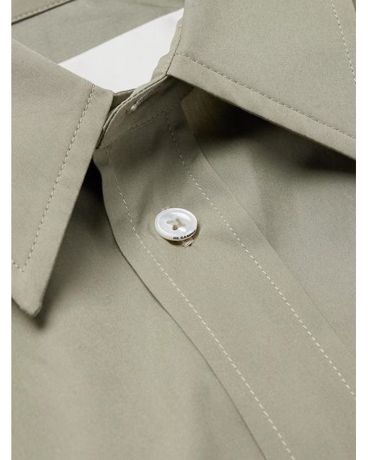 Jil Sander Green Cotton-Poplin Shirt for men