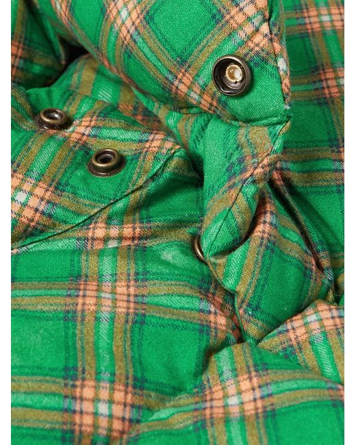ERL Green Checked Quilted Cotton-Jacquard Down Gilet for men
