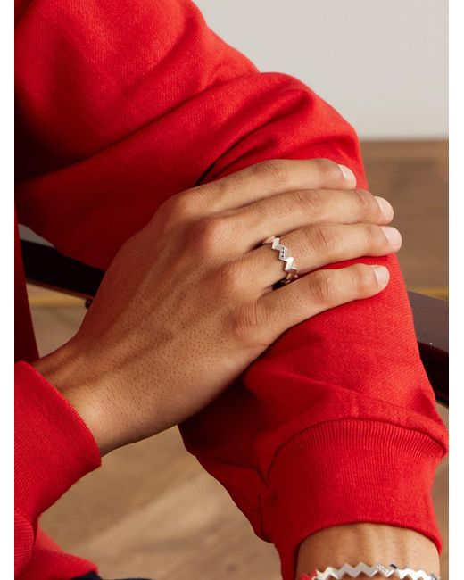 Mikia White Snake Sterling Diamond Ring for men