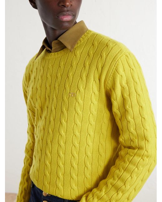 Valentino Garavani Yellow Vlogo-embellished Cashmere Sweater for men