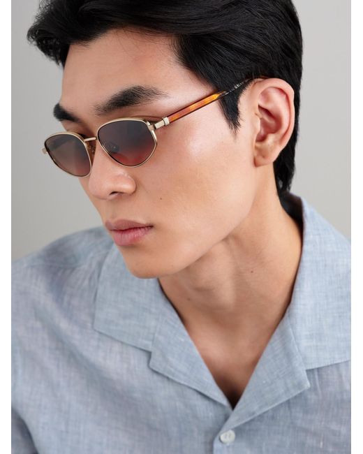 Brunello Cucinelli Multicolor Round-frame Tortoiseshell Acetate And Gold-tone Sunglasses for men
