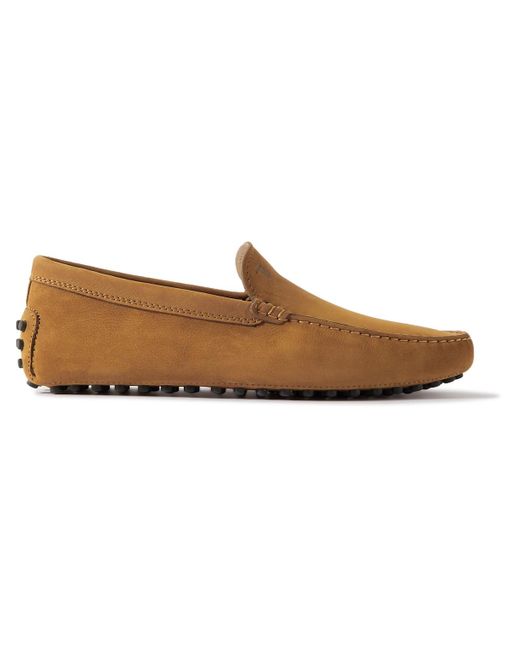 Tod's Rubber Pantofola Gommino Nubuck Driving Shoes in Brown for Men | Lyst