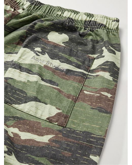 Acne Green Camouflage-print Organic Cotton-jersey Wide-leg Trousers for men