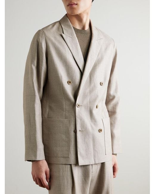 NN07 Natural Jordin 10027 Double-Breasted Linen And Wool-Blend Suit Jacket for men