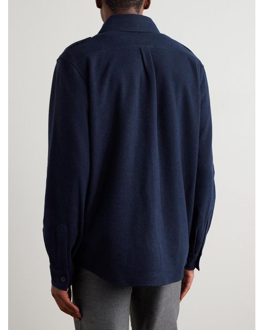 Sease Blue Wool-Blend Shirt for men