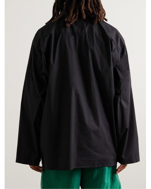 Acne Black Samir Camp-collar Cotton-blend Poplin Shirt for men