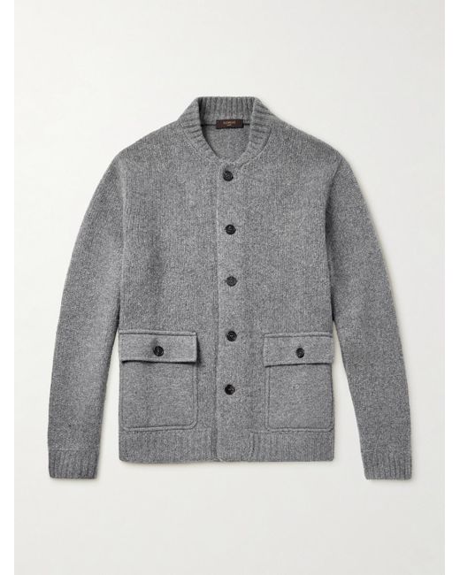 Slowear Gray Incotex Zanone Wool And Cashmere-Blend Cardigan for men