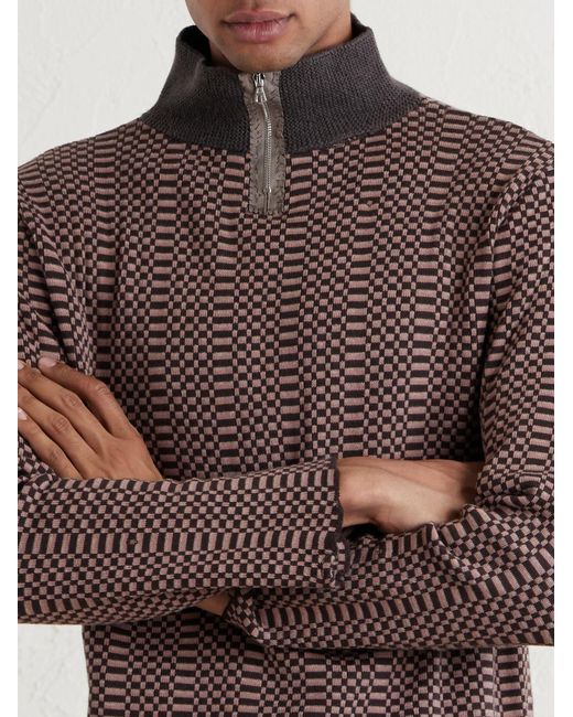 Enfants Riches Deprimes Brown Puke & Cry Intarsia Cotton Half-Zip Sweater for men