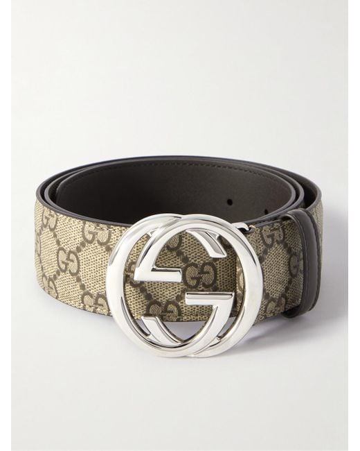 Cintura in tela spalmata con monogramma e finiture in pelle di Gucci in Black da Uomo