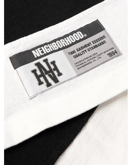 Neighborhood Black Logo-Appliquéd Printed Colour-Block Cotton-Jersey T-Shirt for men