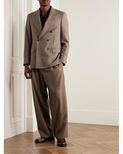 Loro Piana Brown Double-breasted Virgin Wool-twill Suit Jacket for men