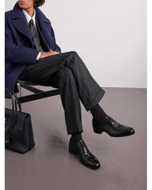 Tom Ford Black Elkan Burnished-Leather Oxford Shoes for men