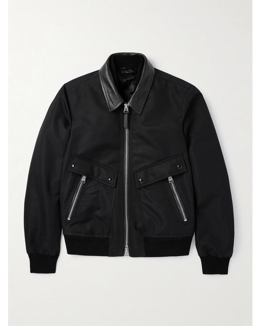 Tom Ford Black Coated Cotton-Canvas Bomber Jacket for men