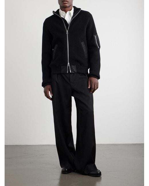 Sacai Black Knitted Wool Blouson Jacket for men