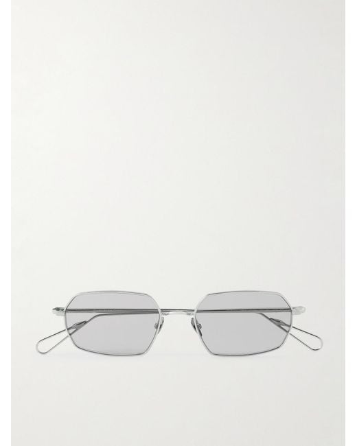 Ahlem White Colisee Rectangular-frame Silver-tone Sunglasses for men