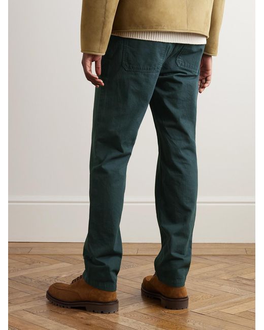 Mr P. Green Straight-Leg Herringbone Cotton Trousers for men