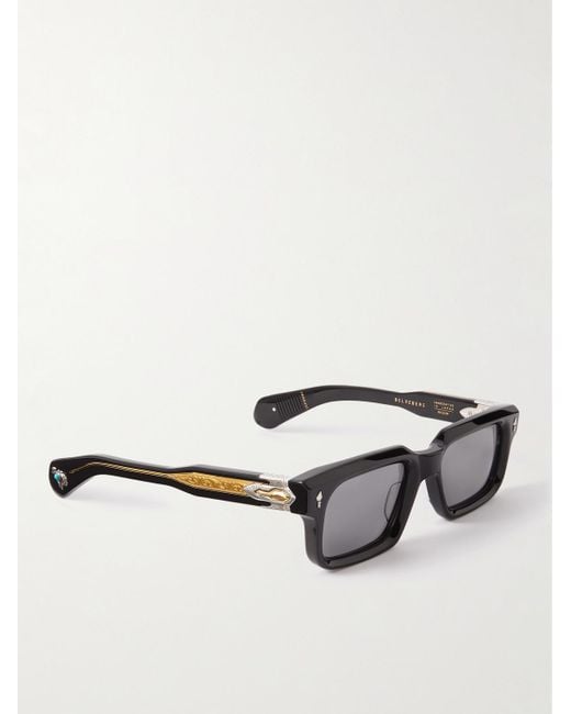 Jacques Marie Mage Belvedere Sonnenbrille mit eckigem Rahmen aus Azetat und gold- und silberfarbenen Details in Black für Herren